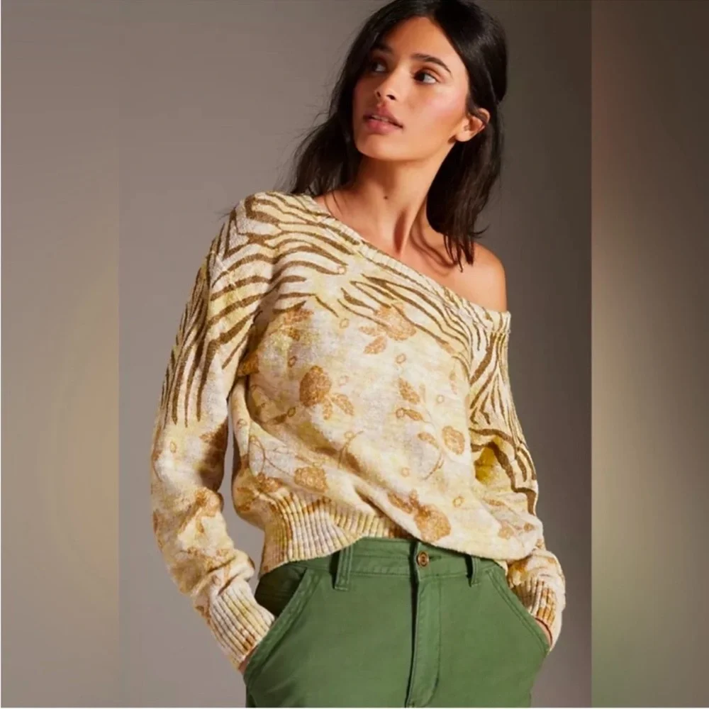 Anthropologie Pilcro Floral Sweater